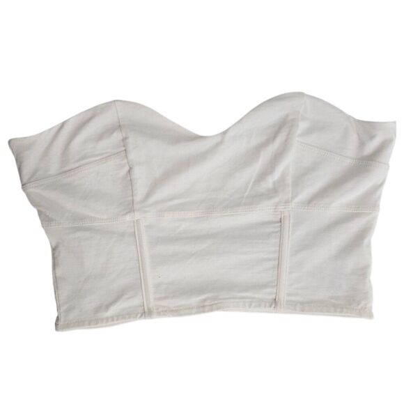 NWOT Topshop Womens Size 8 / 10 White Crop Top Short Cute Trendy Tank Top Boning - Picture 1 of 3